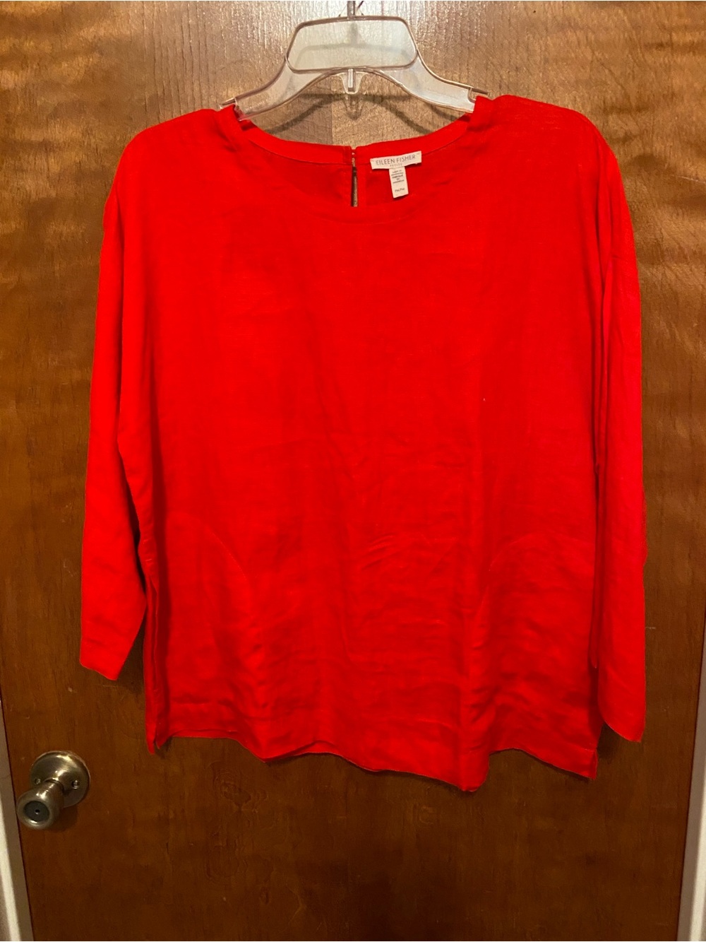 Eileen Fischer Deep Orange Linen Top